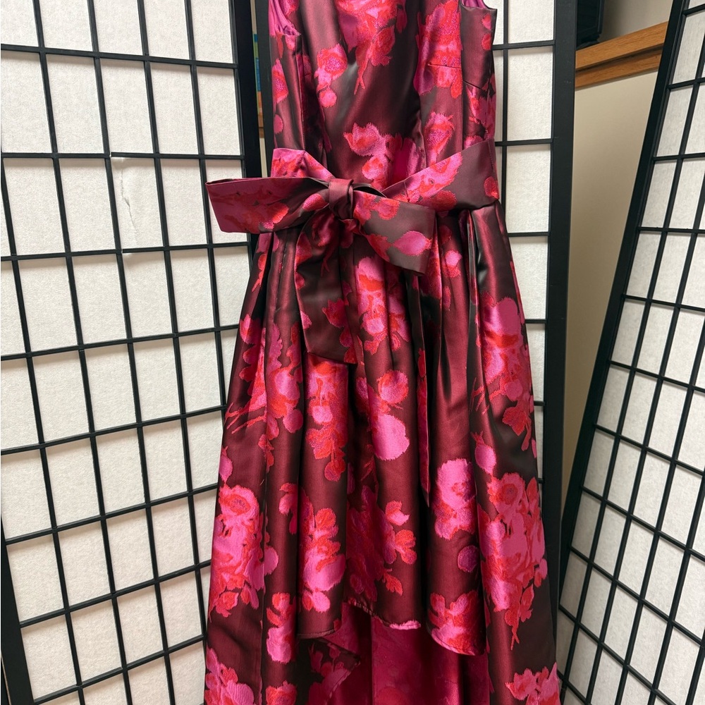 Tahari Pink and Red Satin Dress